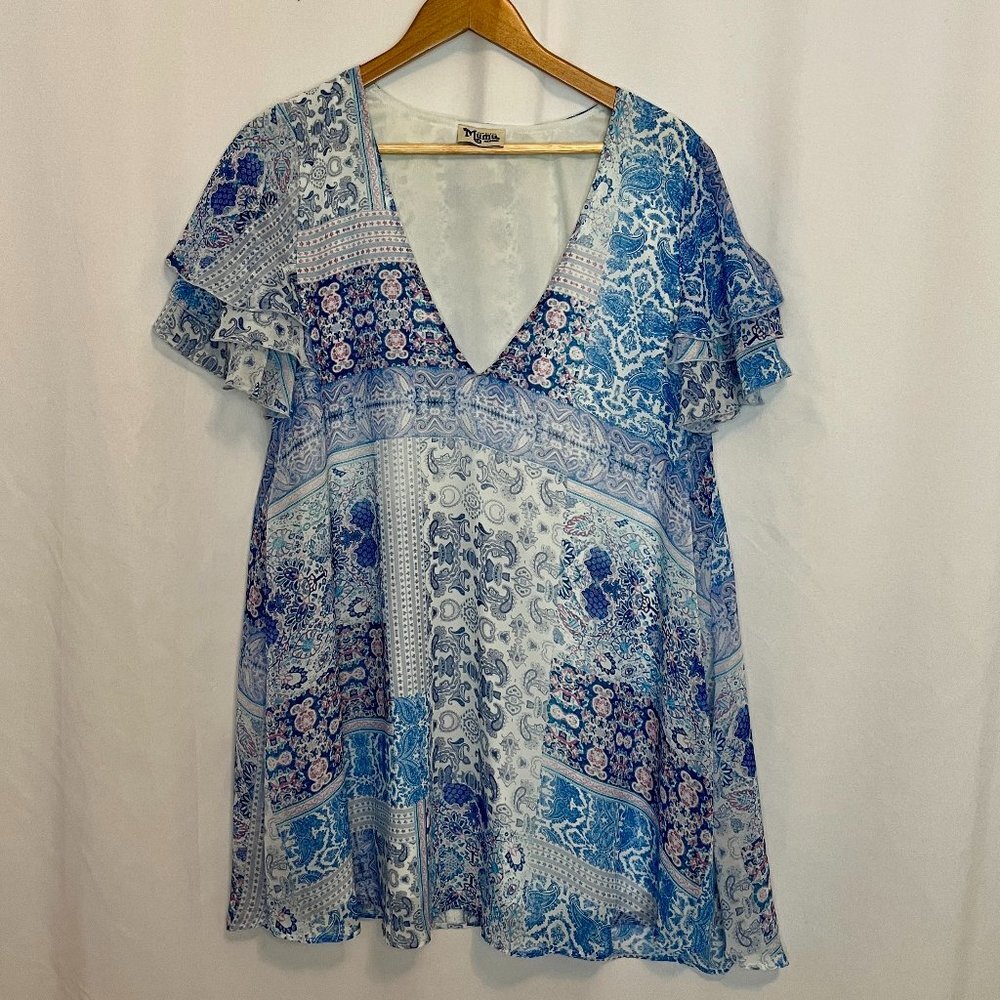 Show Me Your MuMu Disick Dress in Blue Paisley